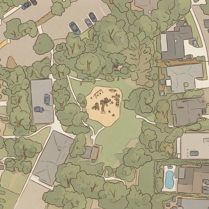 Illustrated map of Highwood Park playground