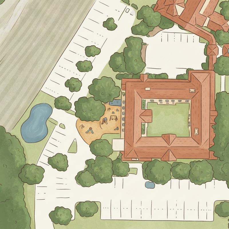 Illustrated map of Hillcrest Park