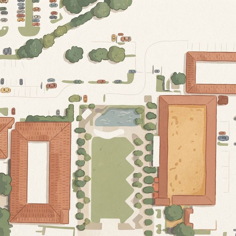 Illustrated map of Hillcrest Village Green