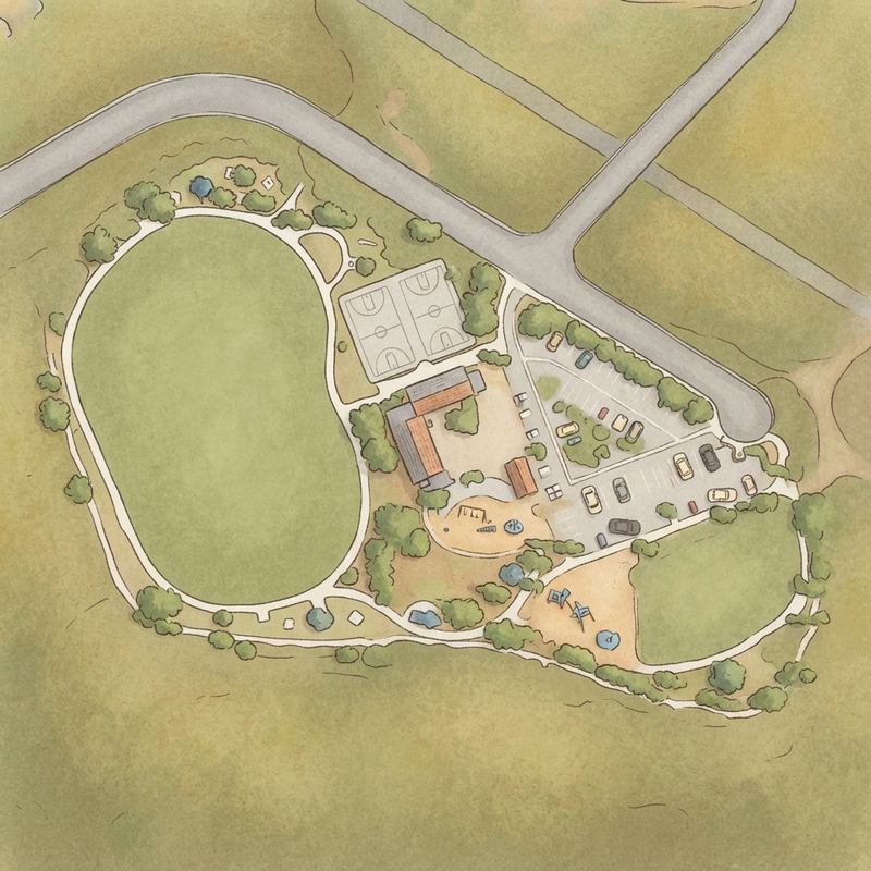 Illustrated map of Hilltop Community Park and Recreation Center