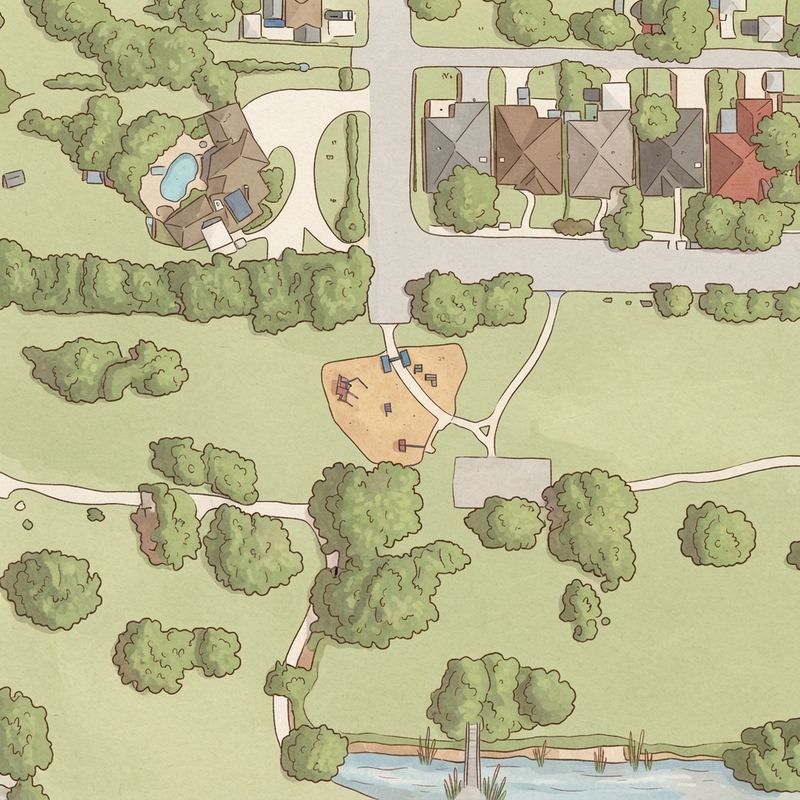 Illustrated map of Hillview Park