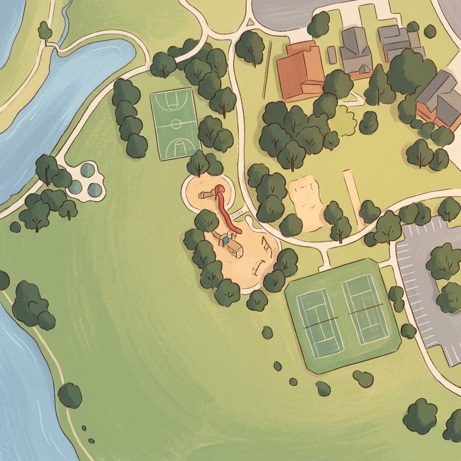 Illustrated map of Hine Lake