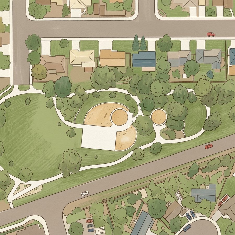 Illustrated map of Hodgson Park