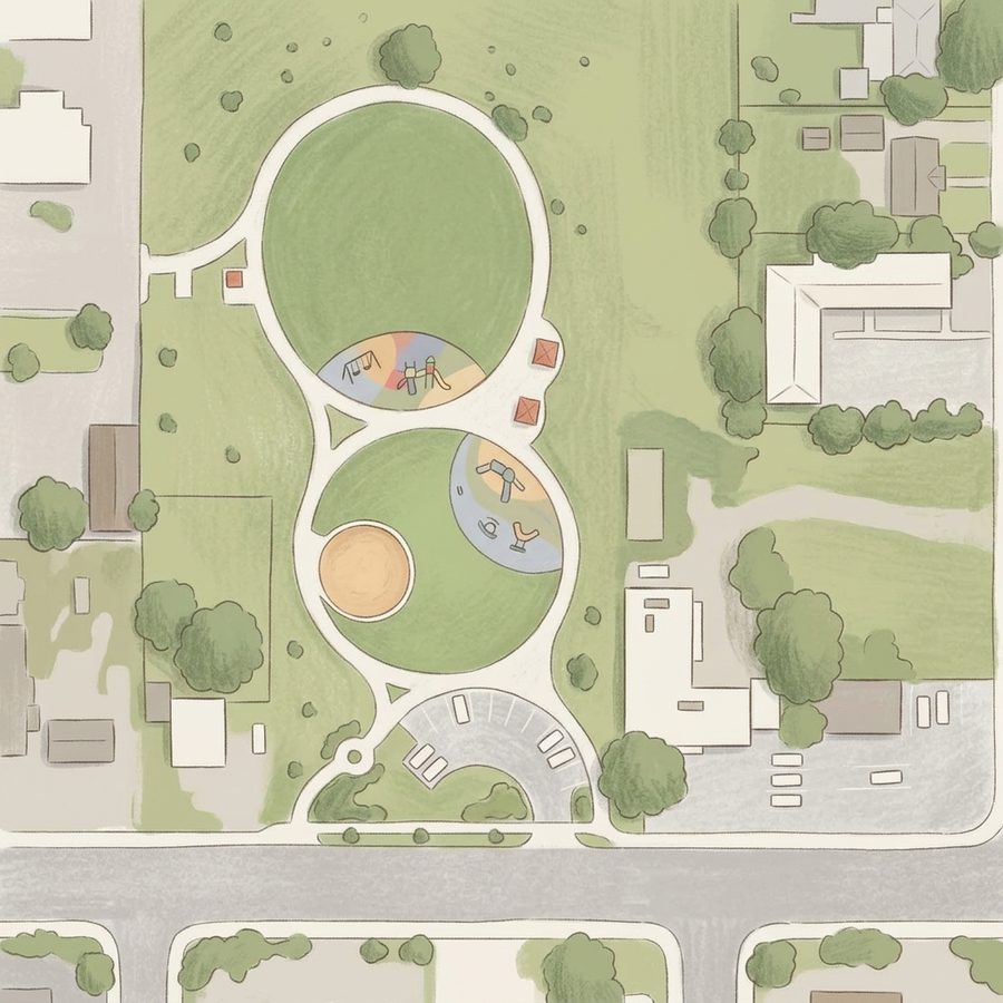 Illustrated map of Hopper Hollow Park