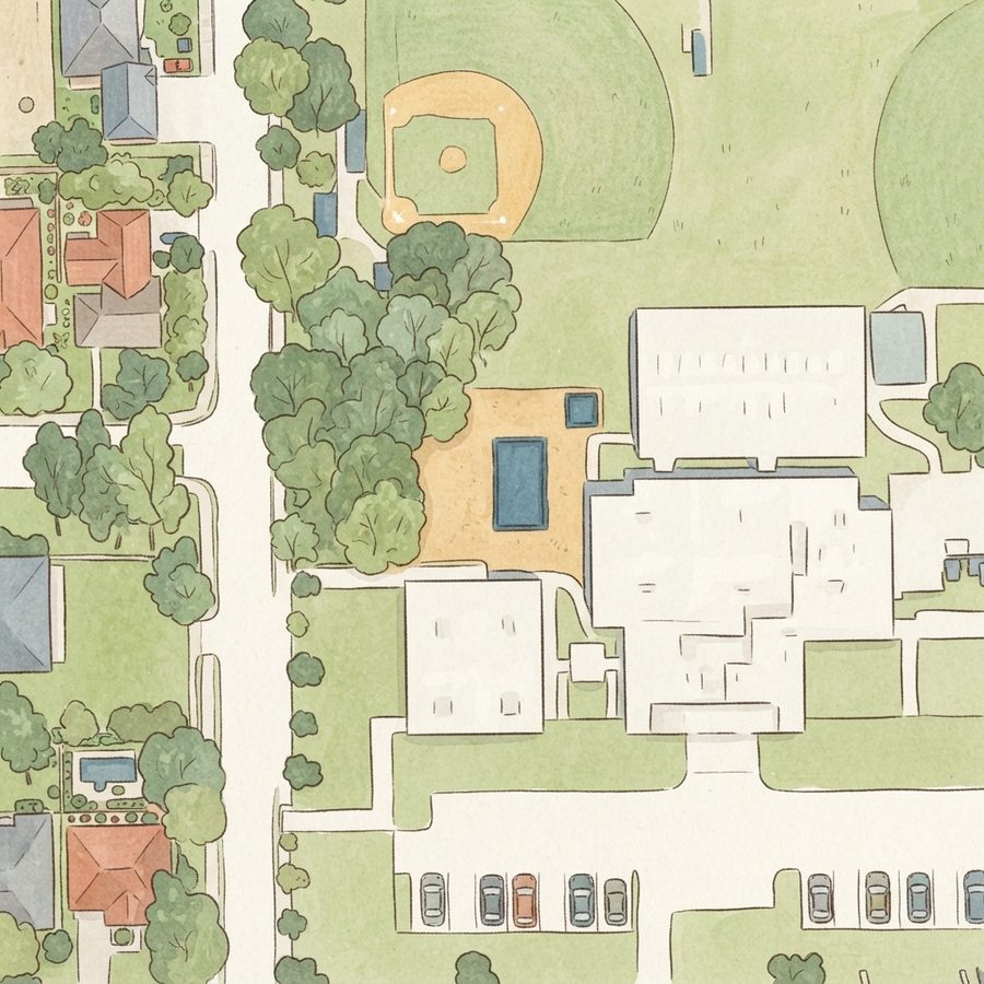 Illustrated map of Horn Field