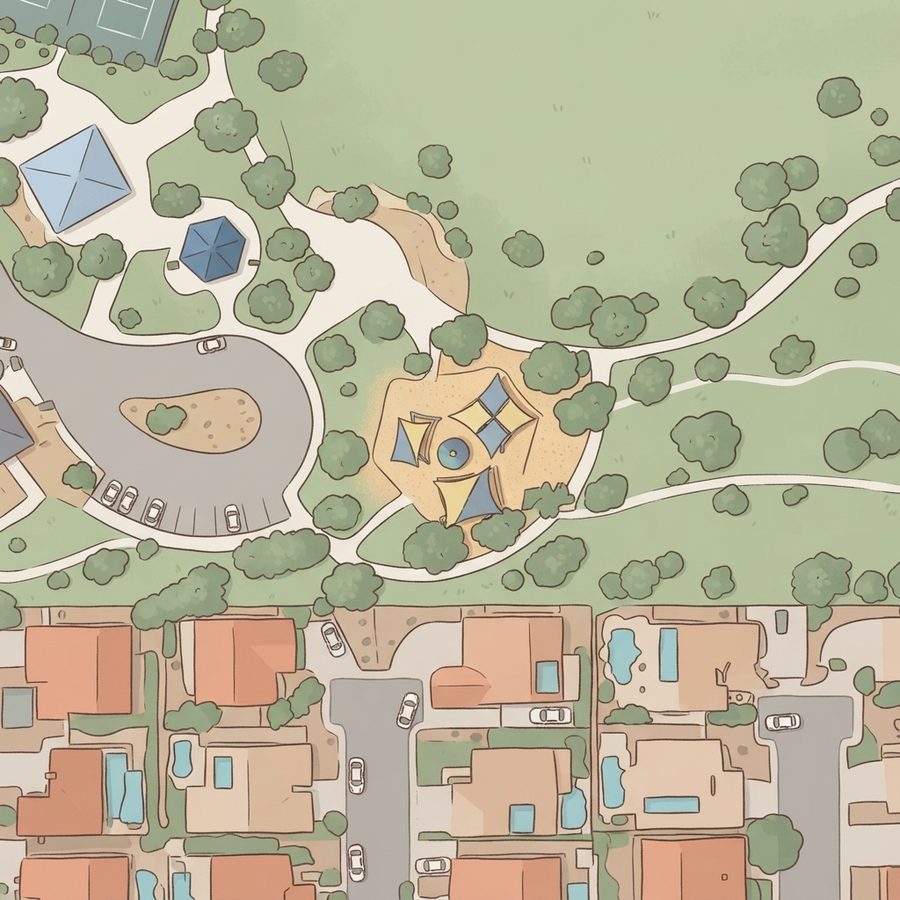 Illustrated map of Horseshoes Courts