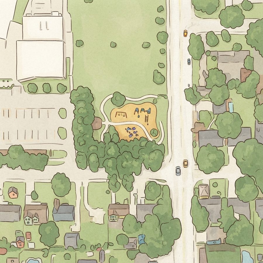 Illustrated map of Housman Pocket Park