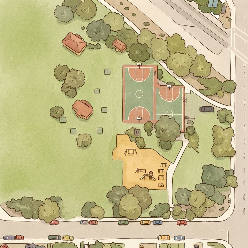 Illustrated map of Howard Lane Park