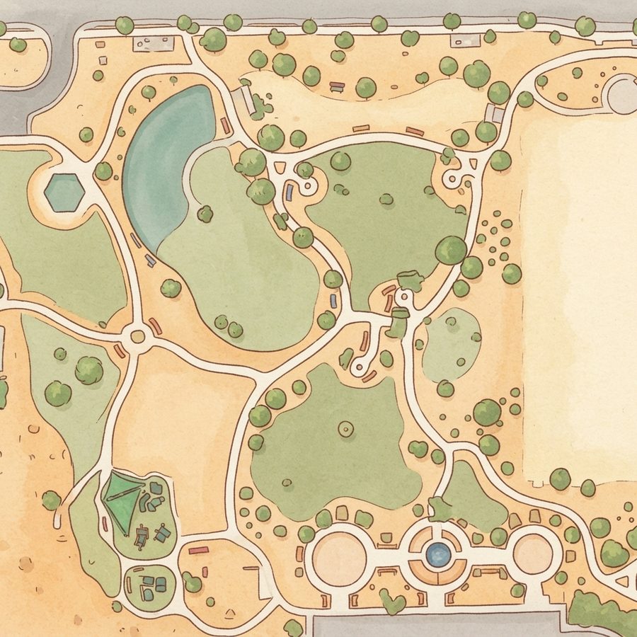 Illustrated map of Huckleberry Park