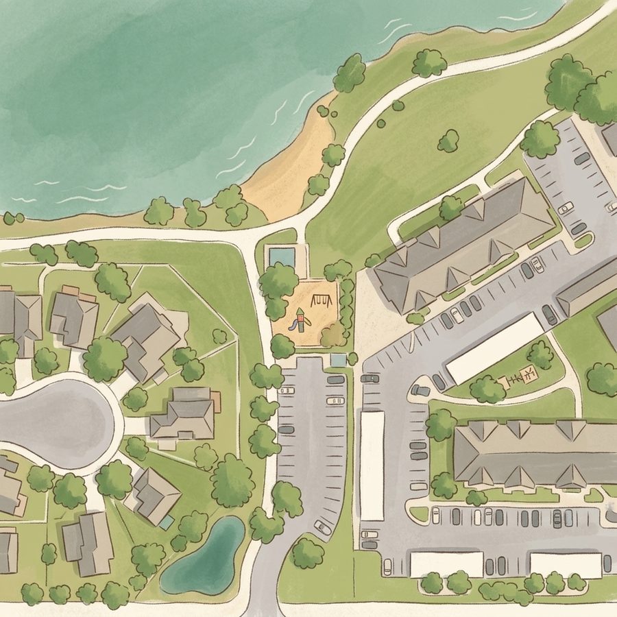 Illustrated map of Hunters Glen Lake Park