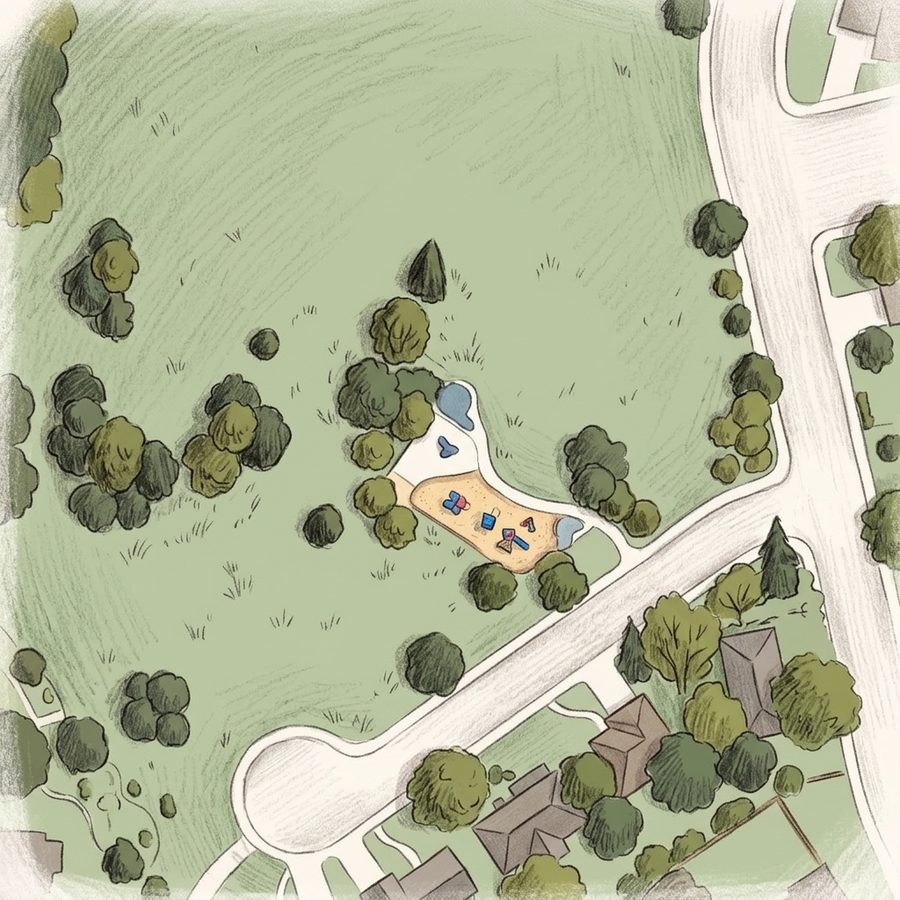 Illustrated map of Hunters Hill Park