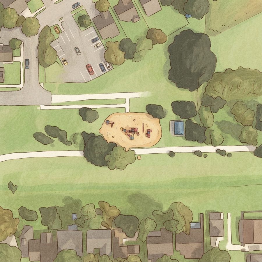 Illustrated map of Hunters Trail Park