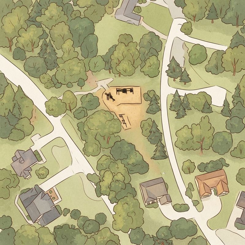 Illustrated map of Huntley Hills Train Park