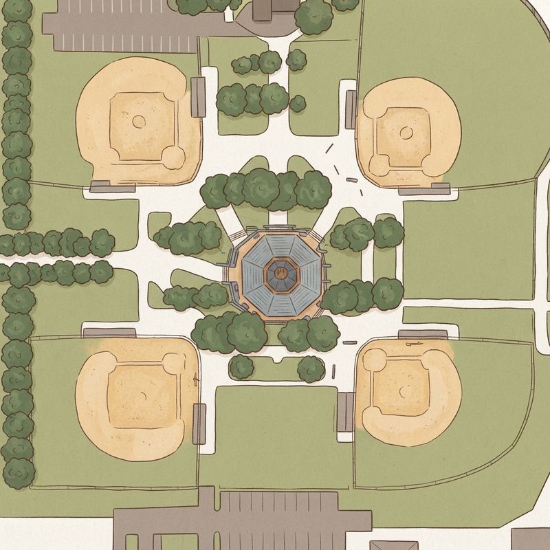 Illustrated map of Hurst Community Park