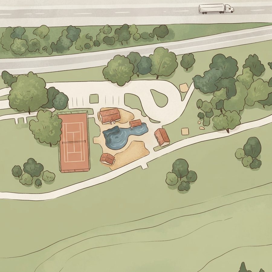 Illustrated map of Hutcheson Park