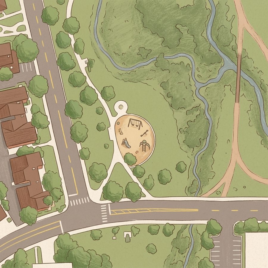 Illustrated map of Hutchinson Park
