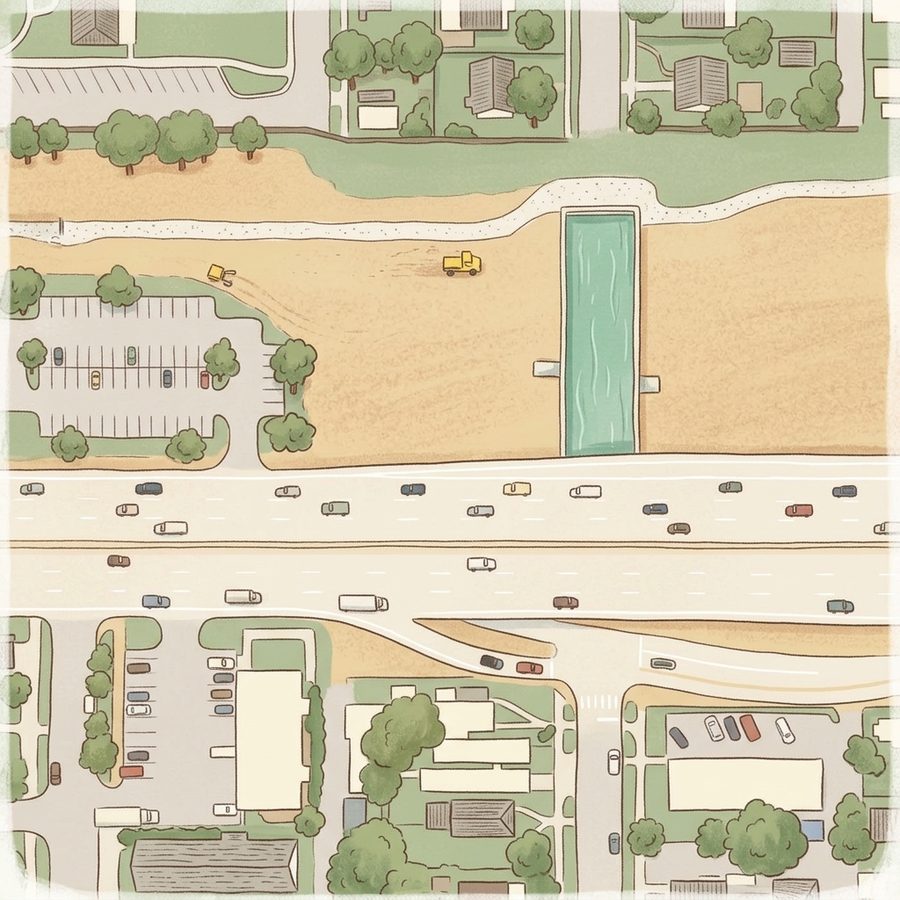 Illustrated map of I-70 Cover Park