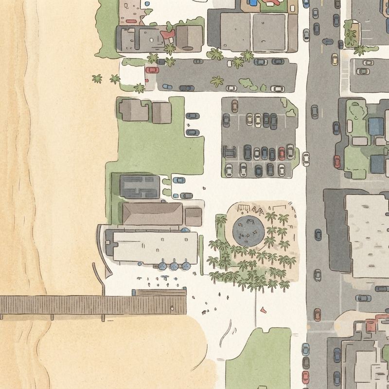 Illustrated map of Imperial Beach Pier