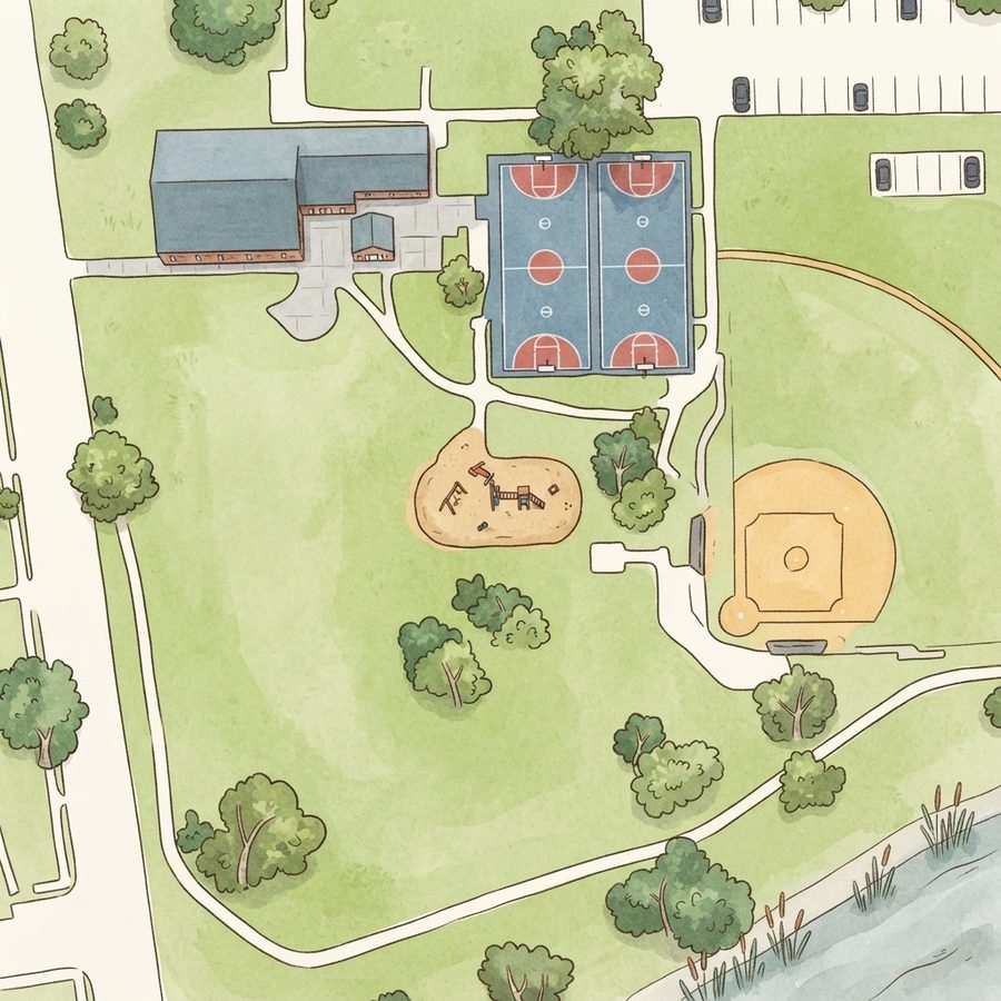 Illustrated map of Ingrando Park