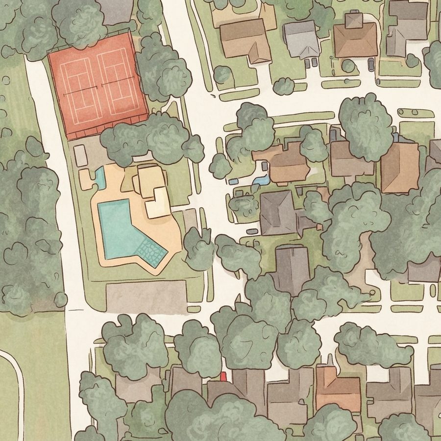 Illustrated map of Inwood Pines Playground