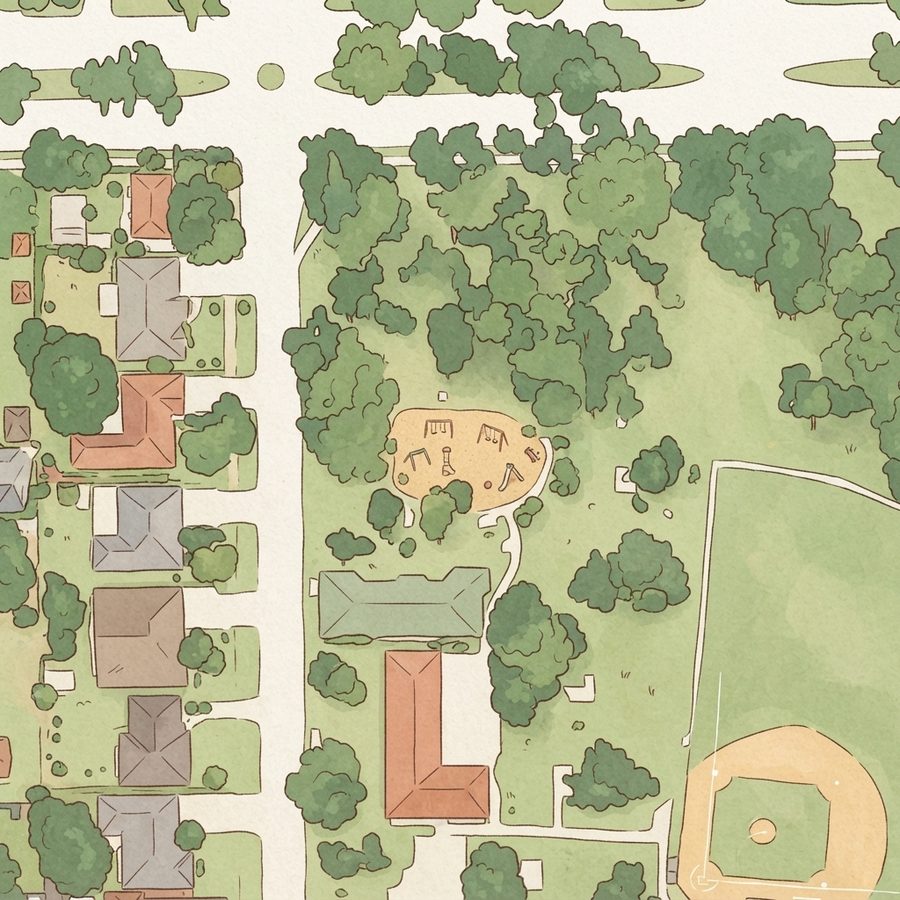 Illustrated map of Irvington Park