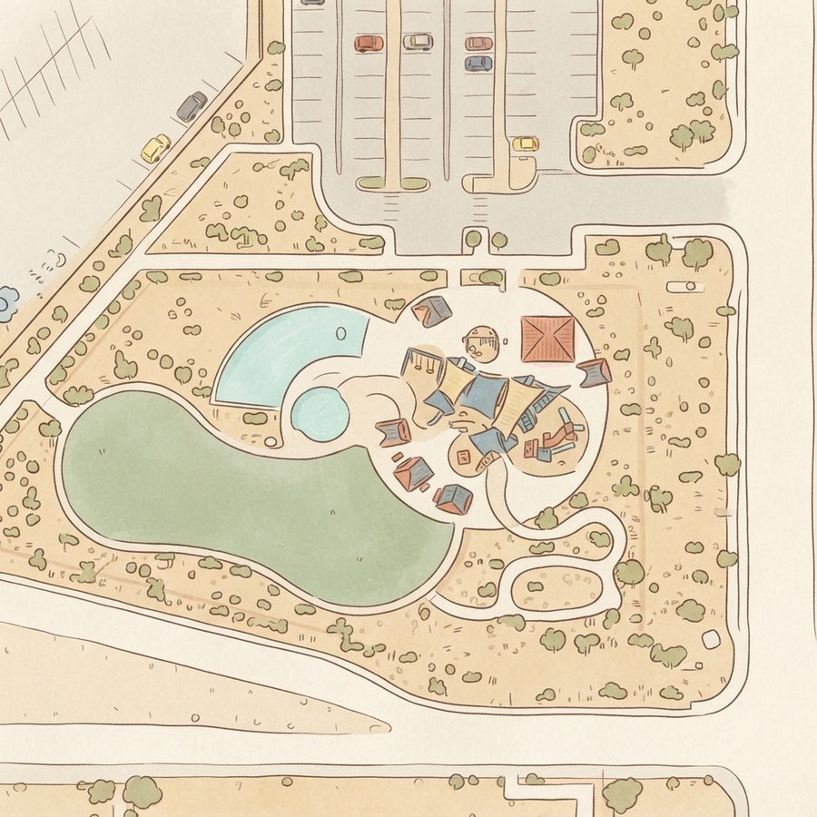 Illustrated map of James Regional Sports Park Splash Pad & Park