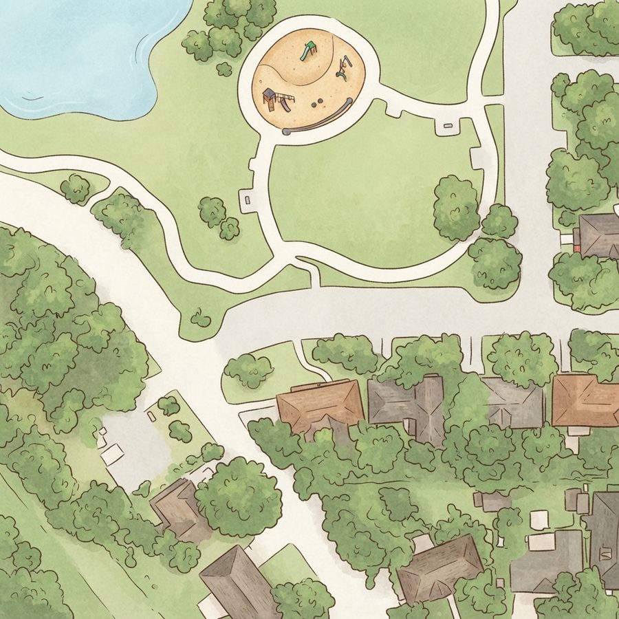 Illustrated map of James W. Lee Park