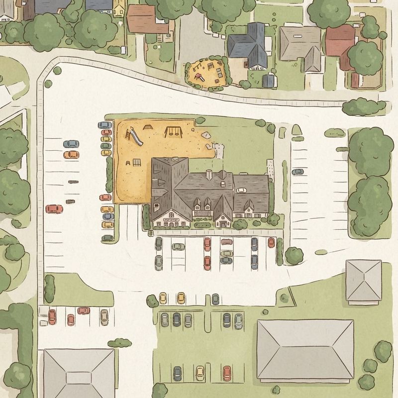 Illustrated map of Jamme Peaceful Playgrounds
