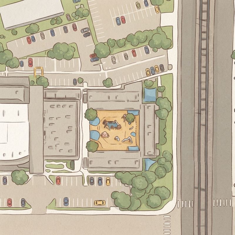 Illustrated map of Jerri-Ann and Gary Jacobs Family Harmony Village | Gleiberman Family Playground and the Sharon and David Wax Family Pavilion