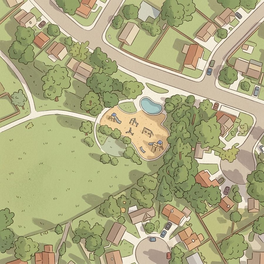 Illustrated map of Jessica Ridgeway Memorial Park