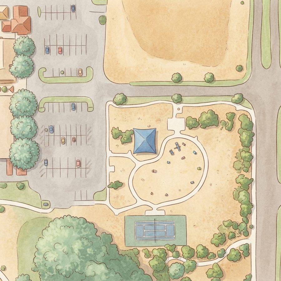 Illustrated map of Jim Mattox Park