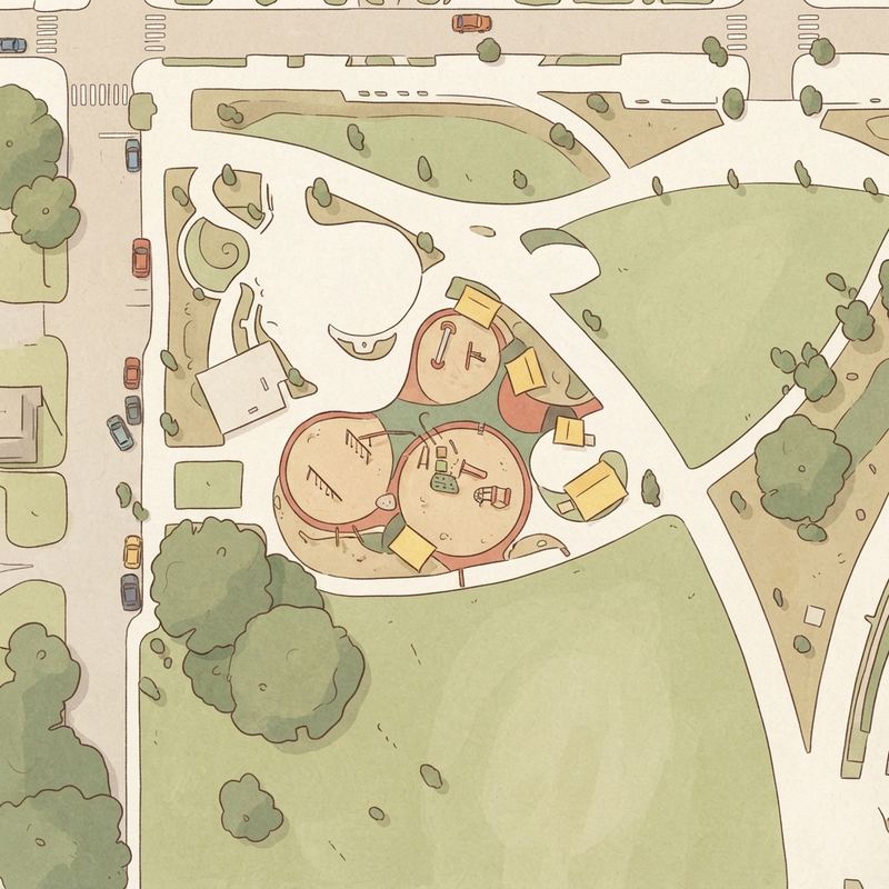 Illustrated map of June Elois Mundy Park (Vine City Park)