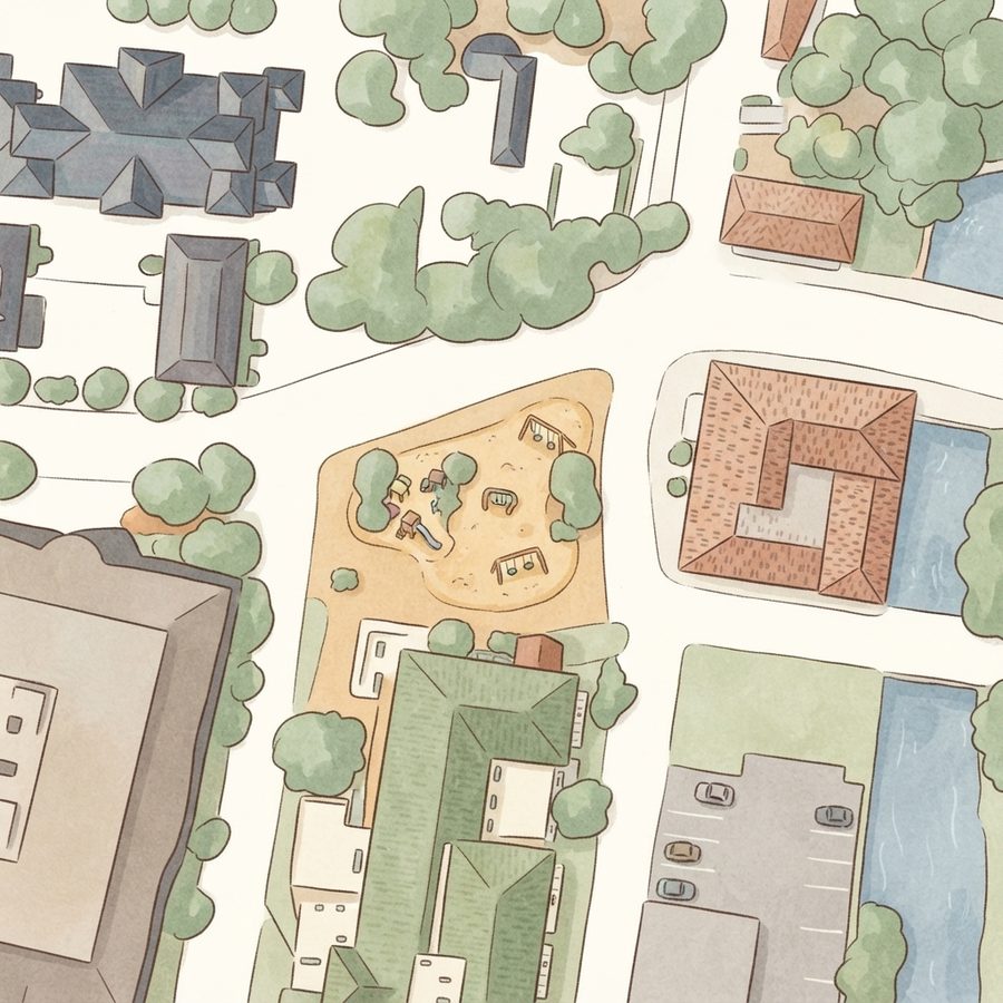 Illustrated map of Justice Fountain