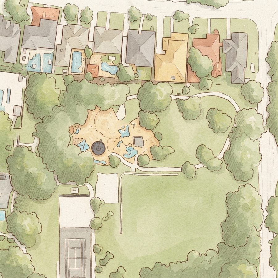 Illustrated map of Karl Young Park