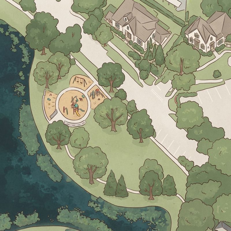 Illustrated map of Keene's Point Play Area