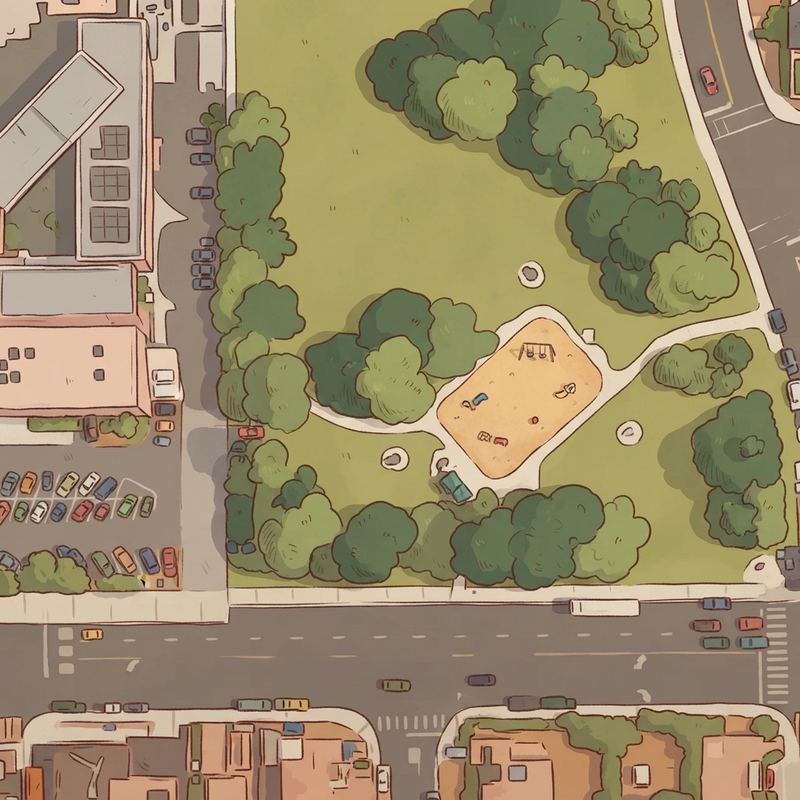 Illustrated map of Keiller Neighborhood Park (Jamacha)