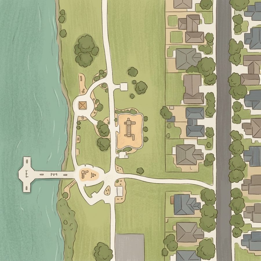 Illustrated map of Ken Mitchell Park