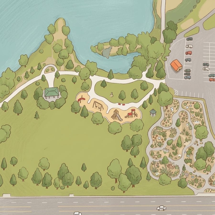 Illustrated map of Kendrick Lake Park