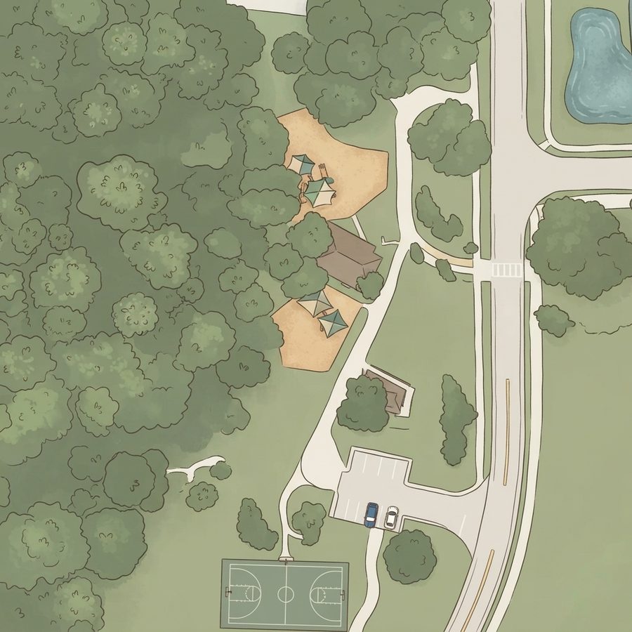 Illustrated map of Kewannee Park