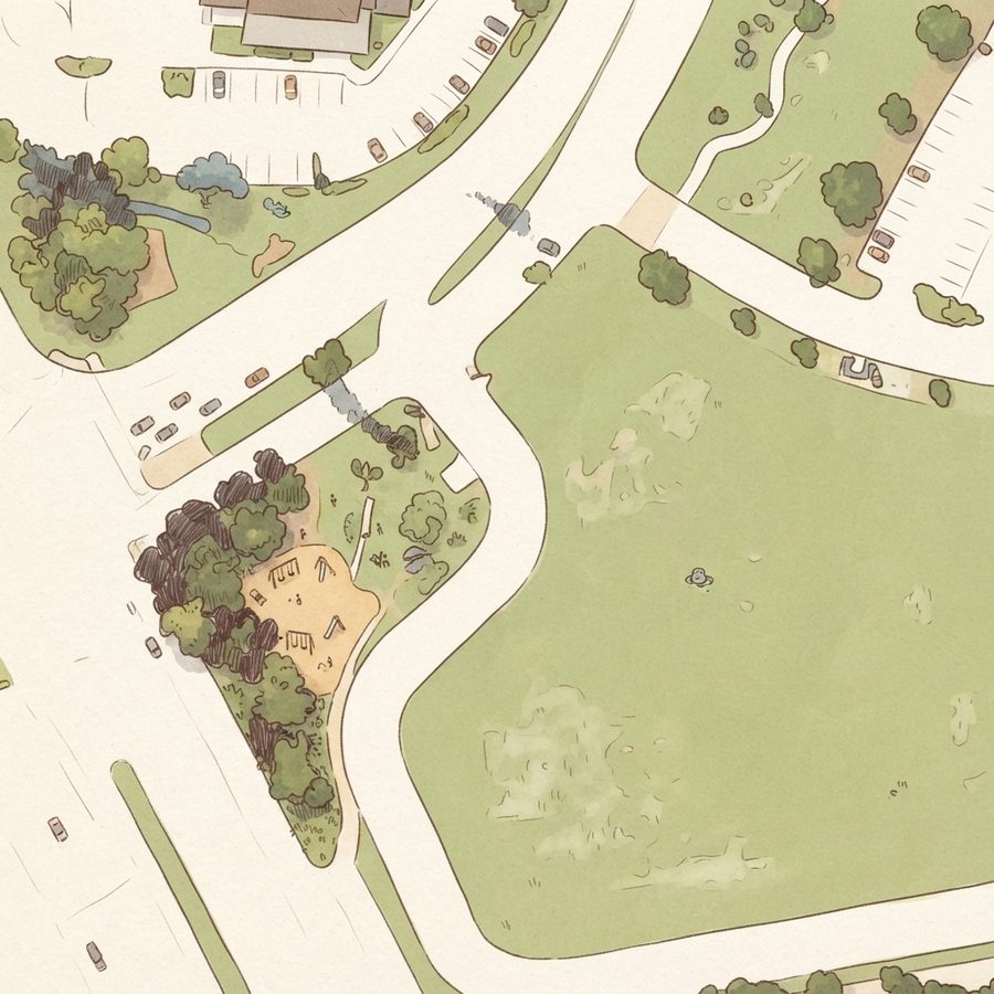 Illustrated map of Kickerillo-Mischer Preserve