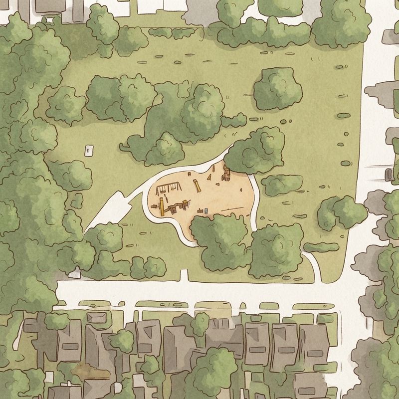 Illustrated map of Kidd Springs Park Playground