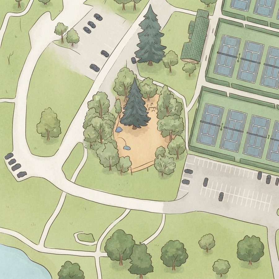 Illustrated map of Kids Kingdom Outdoor Playground