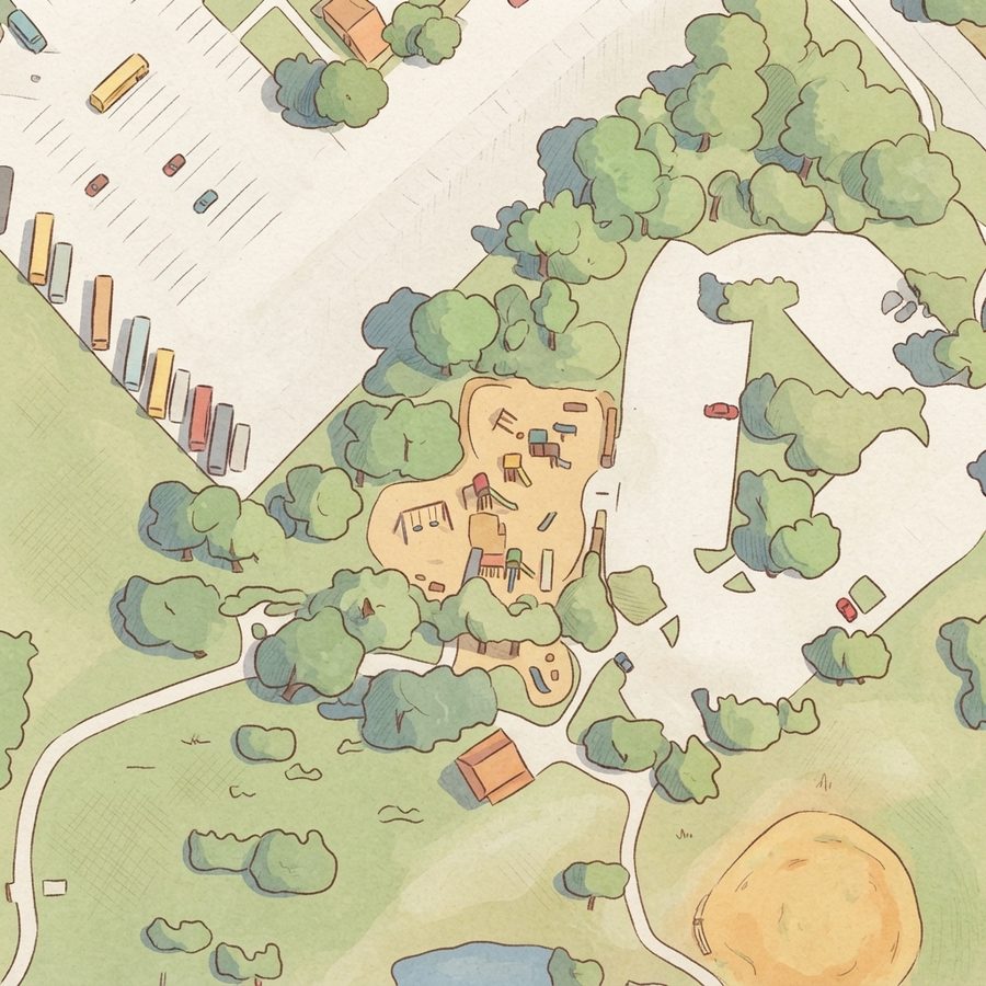 Illustrated map of KidsQuest - DeBusk