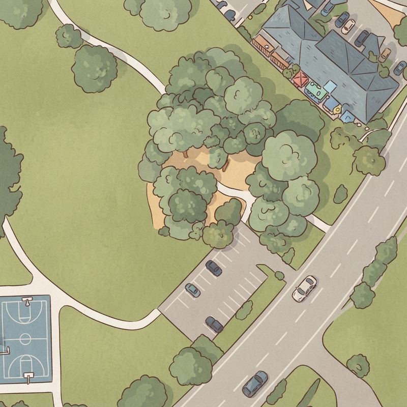 Illustrated map of Kings Meadow Park