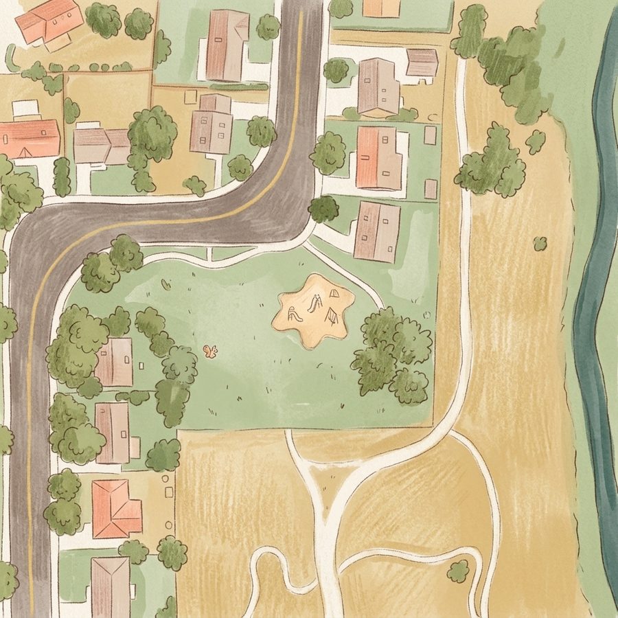 Illustrated map of Kingsborough Park