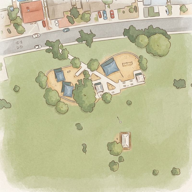 Illustrated map of Kingsborough Park