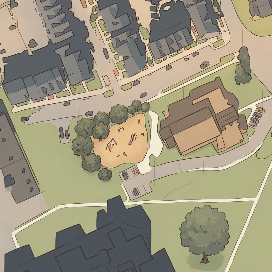 Illustrated map of Kirkpatrick Park Playground