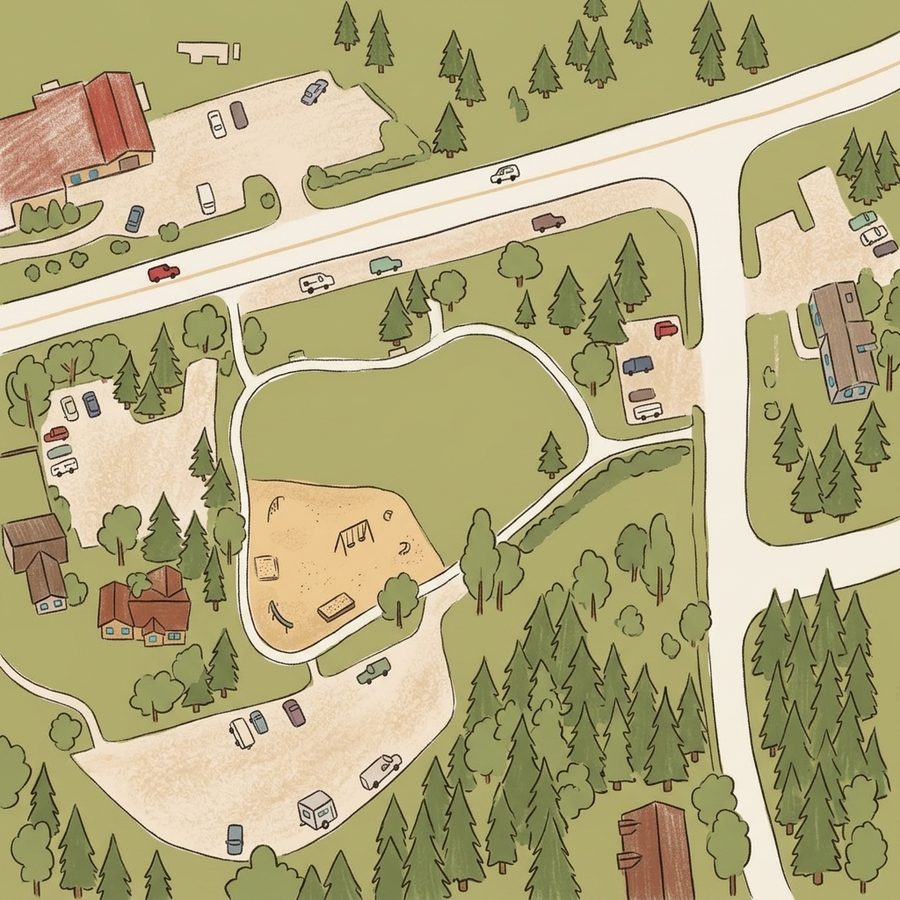 Illustrated map of Kittredge Community Park