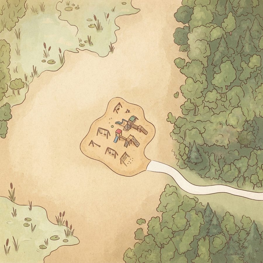 Illustrated map of Kitty Hollow Park