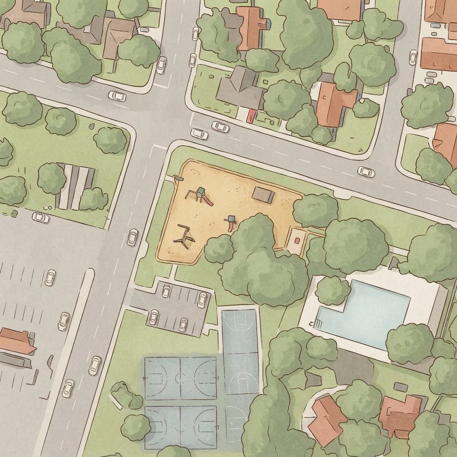 Illustrated map of Kuwamura Park
